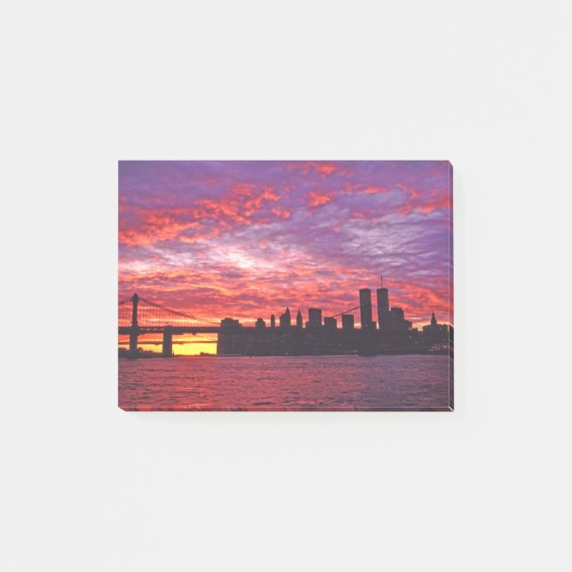 Notas Post-it® A Brilliant Sunset, Silhouette Of Lower Manhattan. (Anverso)