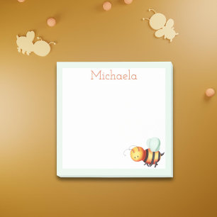 Notas Post-it® Abeja azul y blanca linda con miel personalizada