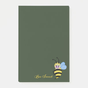 Notas Post-it® Abeja Cuidada De Acuarela Con Sonrisa Feliz