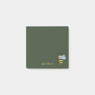 Notas Post-it® Abeja Cuidada De Acuarela Con Sonrisa Feliz