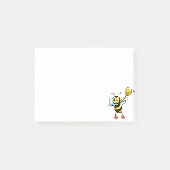 Notas Post-it® Abeja de miel moderna y linda sobre blanco (Anverso)