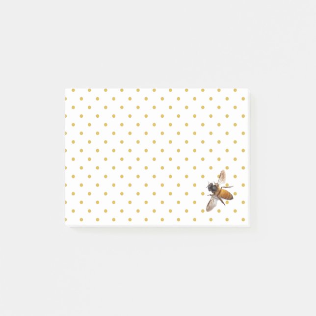Notas Post-it® Abeja de miel y puntos de polka (Anverso)