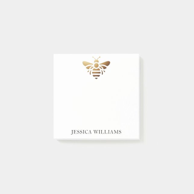 Notas Post-it® Abeja Dorada Nombre Personalizado (Anverso)