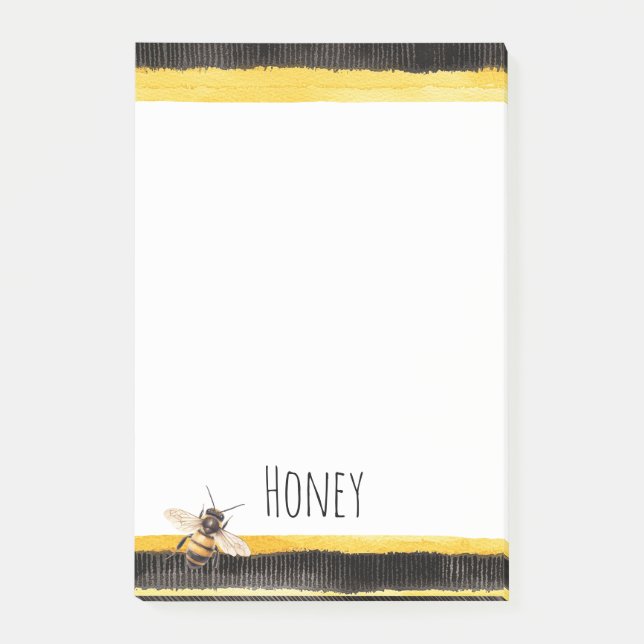 Notas Post-it® Abeja dorado negro amarillo (Anverso)