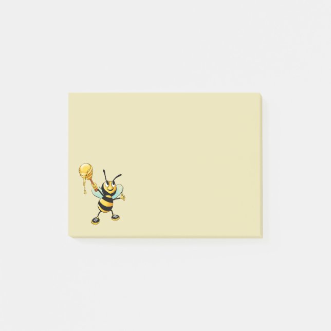 Notas Post-it® Abeja feliz con una sopa de miel (Anverso)