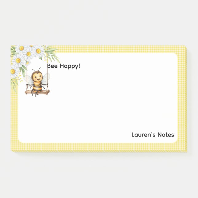 Notas Post-it® "Abeja feliz" Pesionalizado (Anverso)