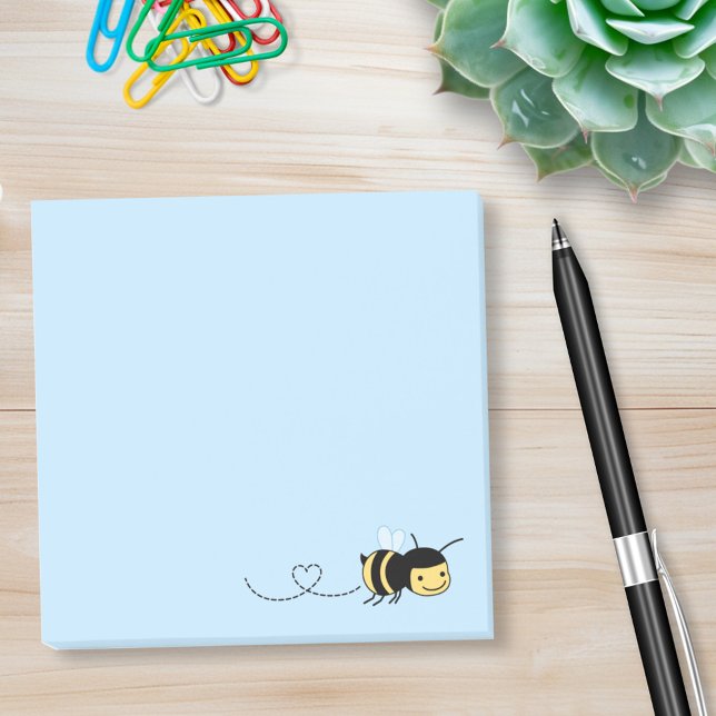 Notas Post-it® Abeja feliz zumbando por el azul (Subido por el creador)