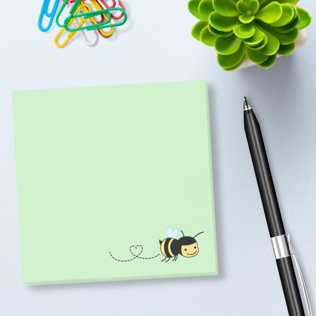 Notas Post-it® Abeja feliz zumbando por el verde (Subido por el creador)