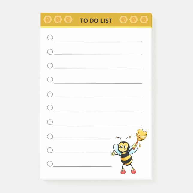 Notas Post-it® Abeja melífera linda en blanco (Anverso)