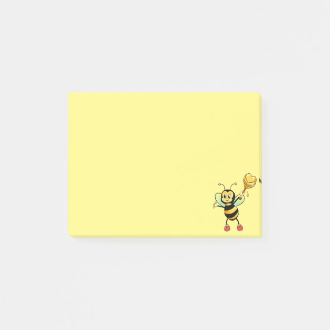 Notas Post-it® Abeja melífera linda moderna sobre amarillo (Anverso)