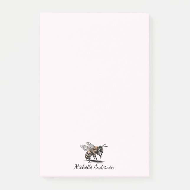 Notas Post-it® Abeja Melífera Rosa Personalizada Moderna y Tenden (Anverso)