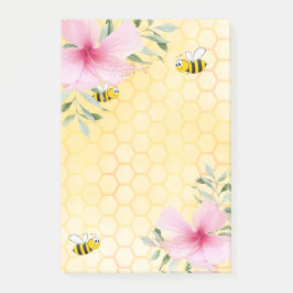 Notas Post-it® Abejas cutinas amarillas florines tropicales rosad