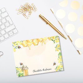 Notas Post-it® Abejas de burbujas miel floros amarillos monograma