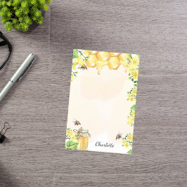 Notas Post-it® Abejas de burbujas miel floros amarillos monograma