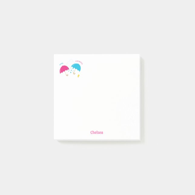 Notas Post-it® Abril lluvioso día de paraguas con nombre (Anverso)