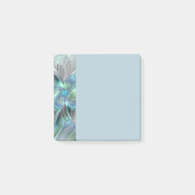 Notas Post-it® Abstract Blue Green Butterfly Fantasy Fractal Art (Anverso)