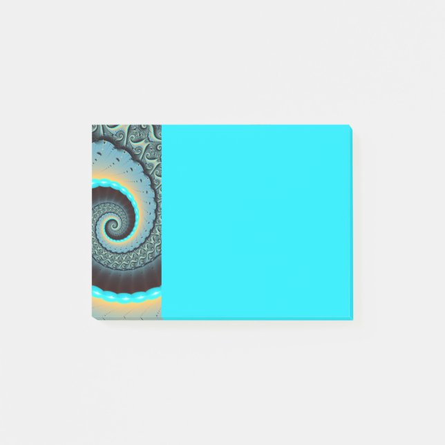 Notas Post-it® Abstract Blue Turquoise Orange Fractal Art Spiral (Anverso)