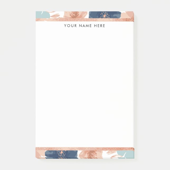 Notas Post-it® Abstract Floral with Rose Gold Border (Anverso)