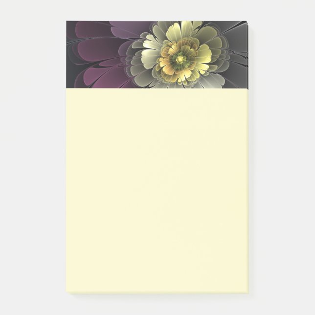 Notas Post-it® Abstract Modern Purpur Khaki Gray Fractal Flower (Anverso)