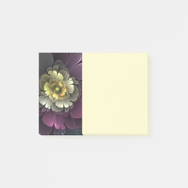 Notas Post-it® Abstract Modern Purpur Khaki Gray Fractal Flower (Anverso)