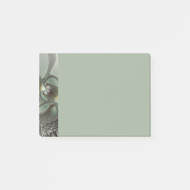 Notas Post-it® Abstract Olive Sage Green Gray Fractal Art Fantasy (Anverso)