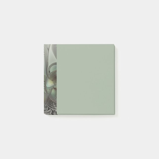Notas Post-it® Abstract Olive Sage Green Gray Fractal Art Fantasy (Anverso)