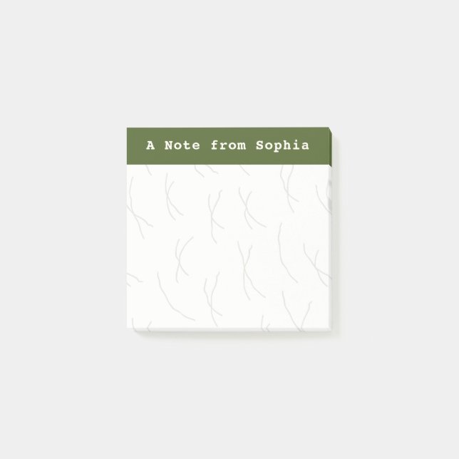Notas Post-it® Abstract Sketchy Lines Personalized | Olive Green (Anverso)