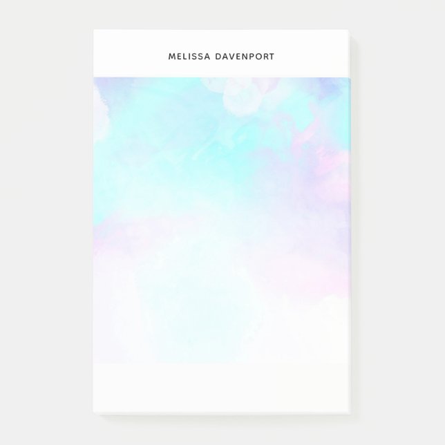 Notas Post-it® Abstracto moderno Pastel azul y morado acuarela (Anverso)