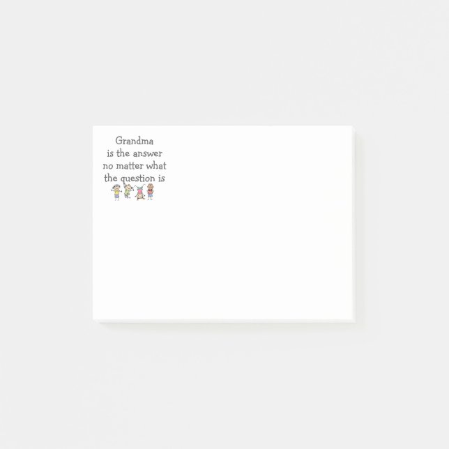 Notas Post-it® Abuela es la respuesta divertido para niños cita (Anverso)