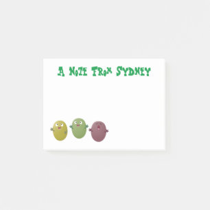 Notas Post-it® Aceitunas alegres y lindas cantando personalizado
