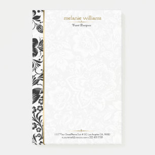 Notas Post-it® Acento de oro de damascos blancos y negros