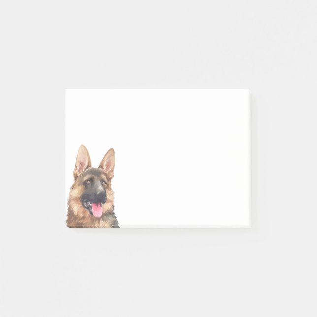 Notas Post-it® Acuarela Alsatian del mascota del perro de pastor (Anverso)