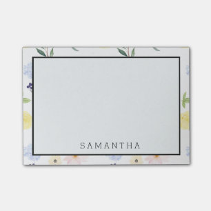 Notas Post-it® Acuarela amarilla rosada floral