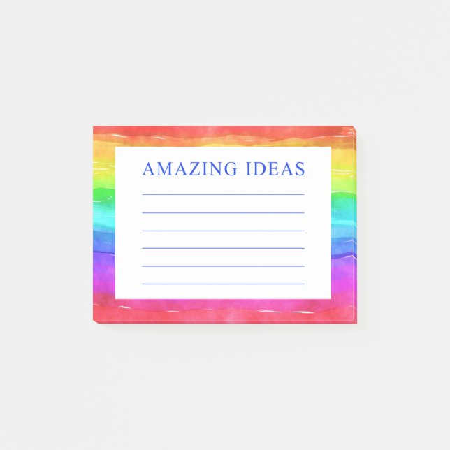 Notas Post-it® Acuarela arcoiris Ideas asombrosas (Anverso)