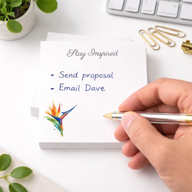 Notas Post-it® Acuarela Ave del Paraíso, personalizada (Subido por el creador)