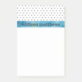 Notas Post-it® Acuarela blanco y negro del azul de los lunares