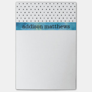 Notas Post-it® Acuarela blanco y negro del azul de los lunares