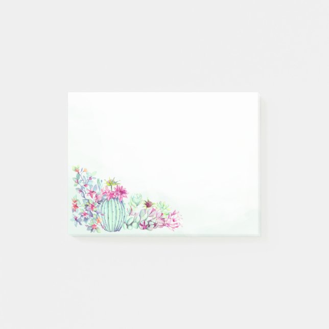 Notas Post-it® Acuarela Cactus & Succulens (Anverso)