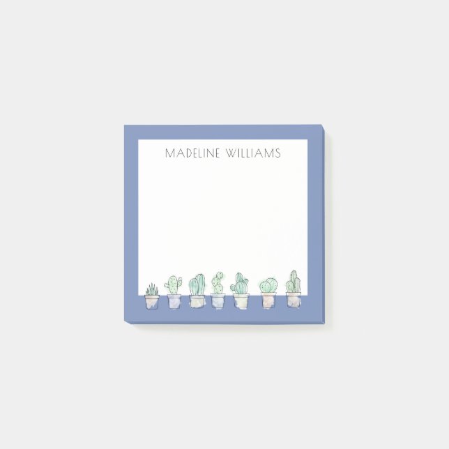 Notas Post-it® Acuarela Cactus Todo En Una Fila (Anverso)