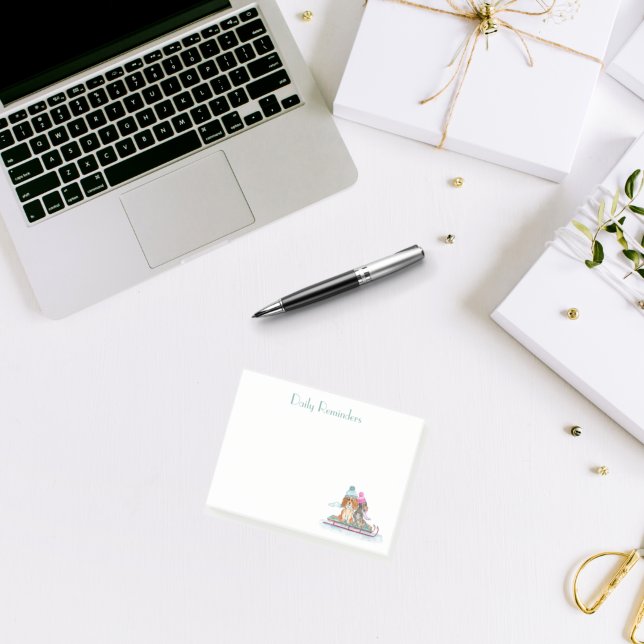 Notas Post-it® Acuarela Cavalier King Charles Spaniel Sledding (Subido por el creador)