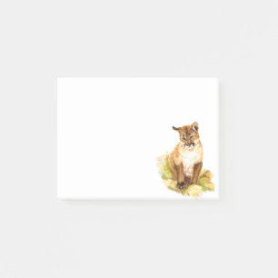 Notas Post-it® Acuarela Cougar, Puma, Gatito De León De Montaña