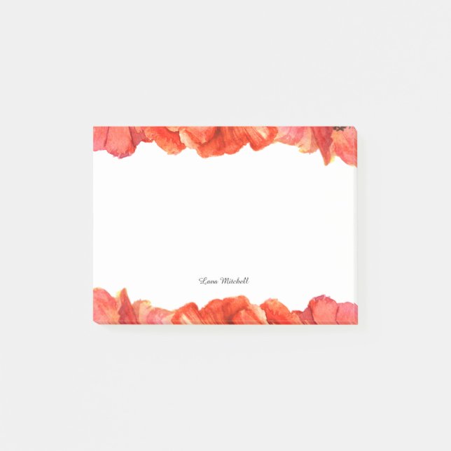 Notas Post-it® Acuarela de cachorros rojos (Anverso)