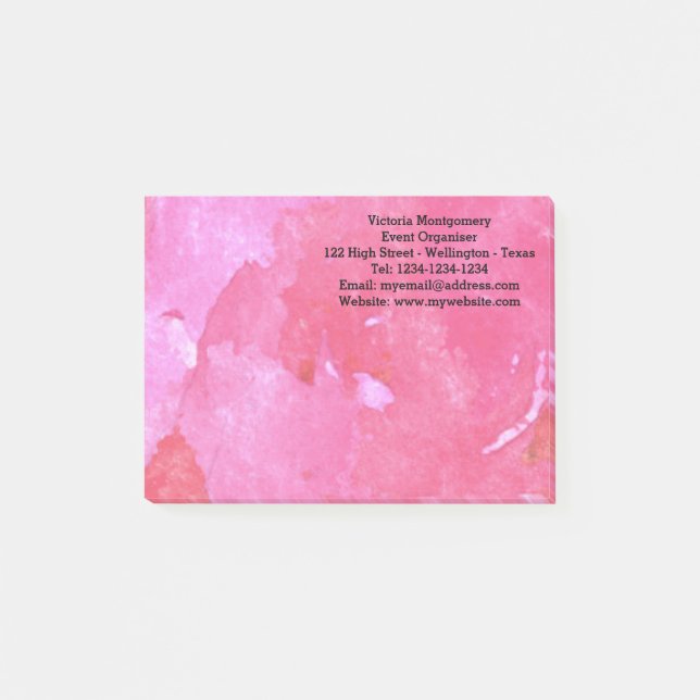 Notas Post-it® Acuarela de rosa rosa (Anverso)