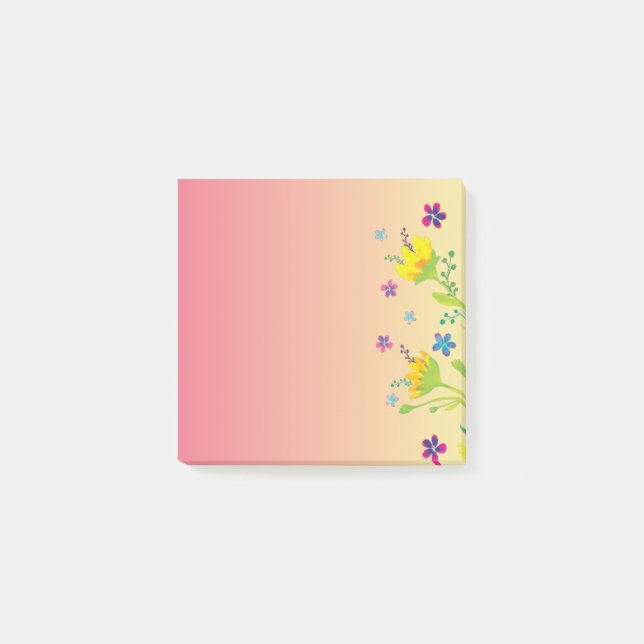Notas Post-it® Acuarela de sol Bloom Gradiente floral (Anverso)