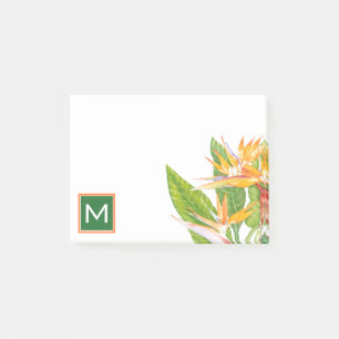 Notas Post-it® Acuarela exótica de las flores del monograma el  