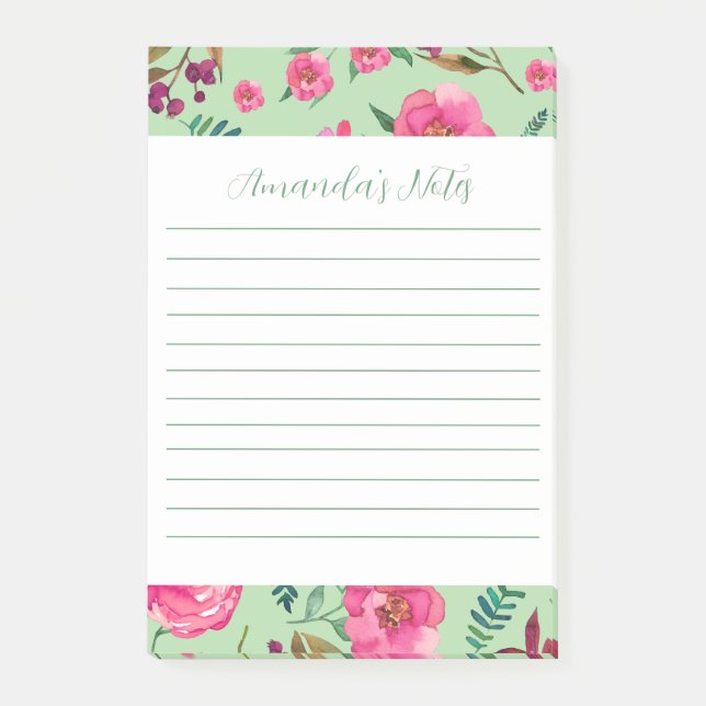 Notas Post-it® Acuarela Floral (Anverso)