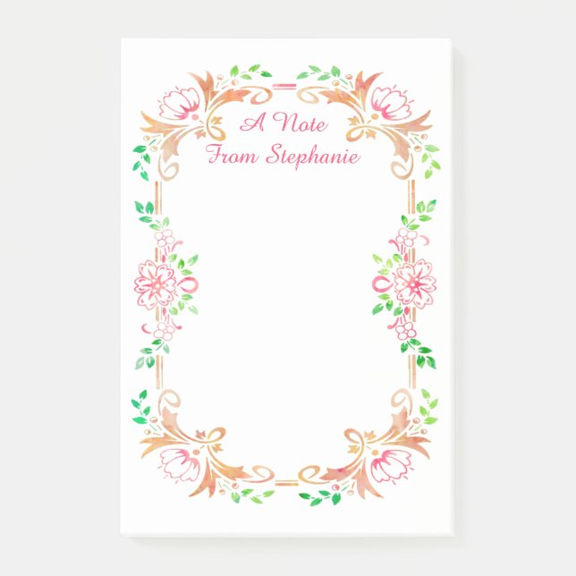Notas Post-it® Acuarela floral chic (Anverso)