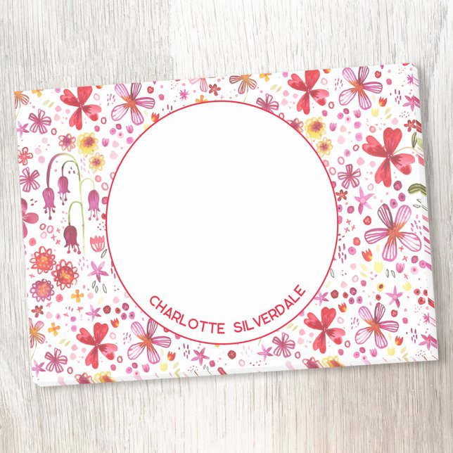Notas Post-it® Acuarela floral moderna personalizada (Watercolor wildflower personalized name Post It notes)