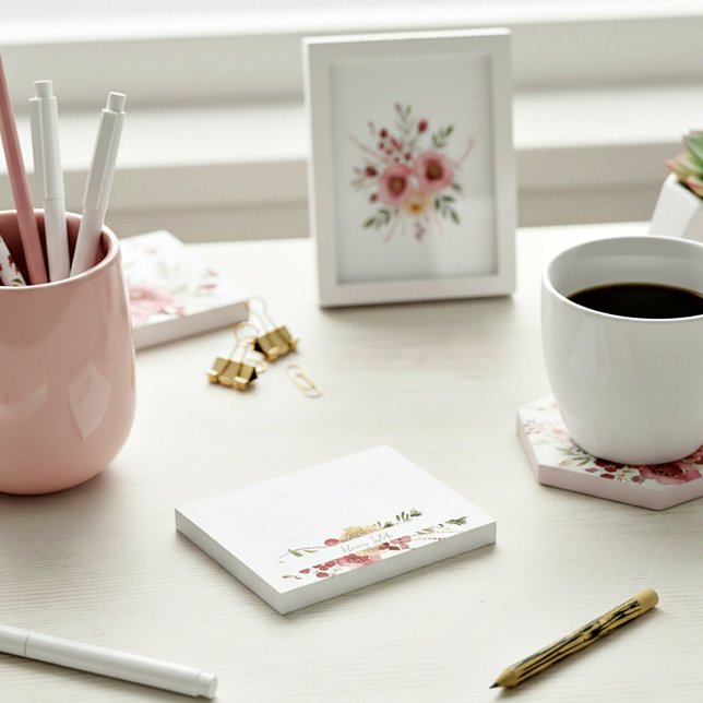 Notas Post-it® Acuarela floral personalizada  (Subido por el creador)