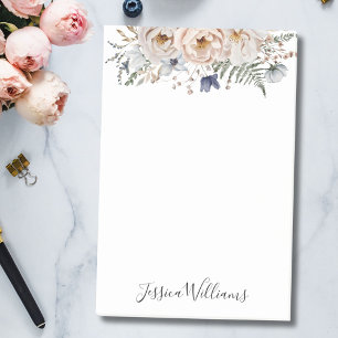 Notas Post-it® Acuarela Floral Personalizada Beige Azul Bonito